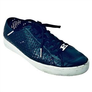 MICHAEL Michael Kors Olivia Black Perforated Leather Lace-Up Sneakers Size 9‎
